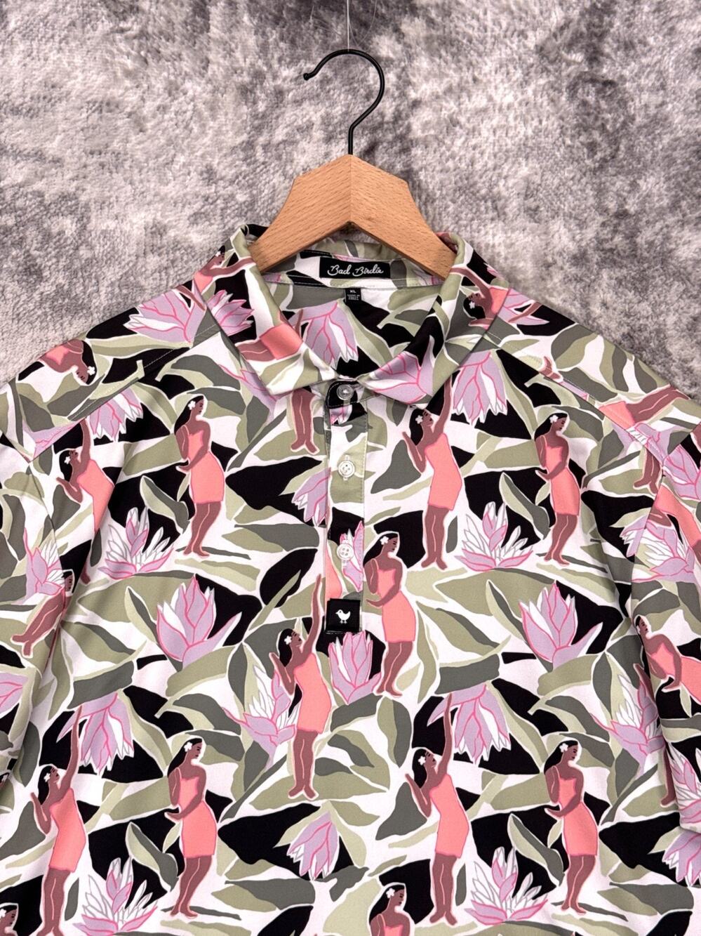 Bad Birdie Polo Shirt XL Mens Hula Girl Print Performance Golf